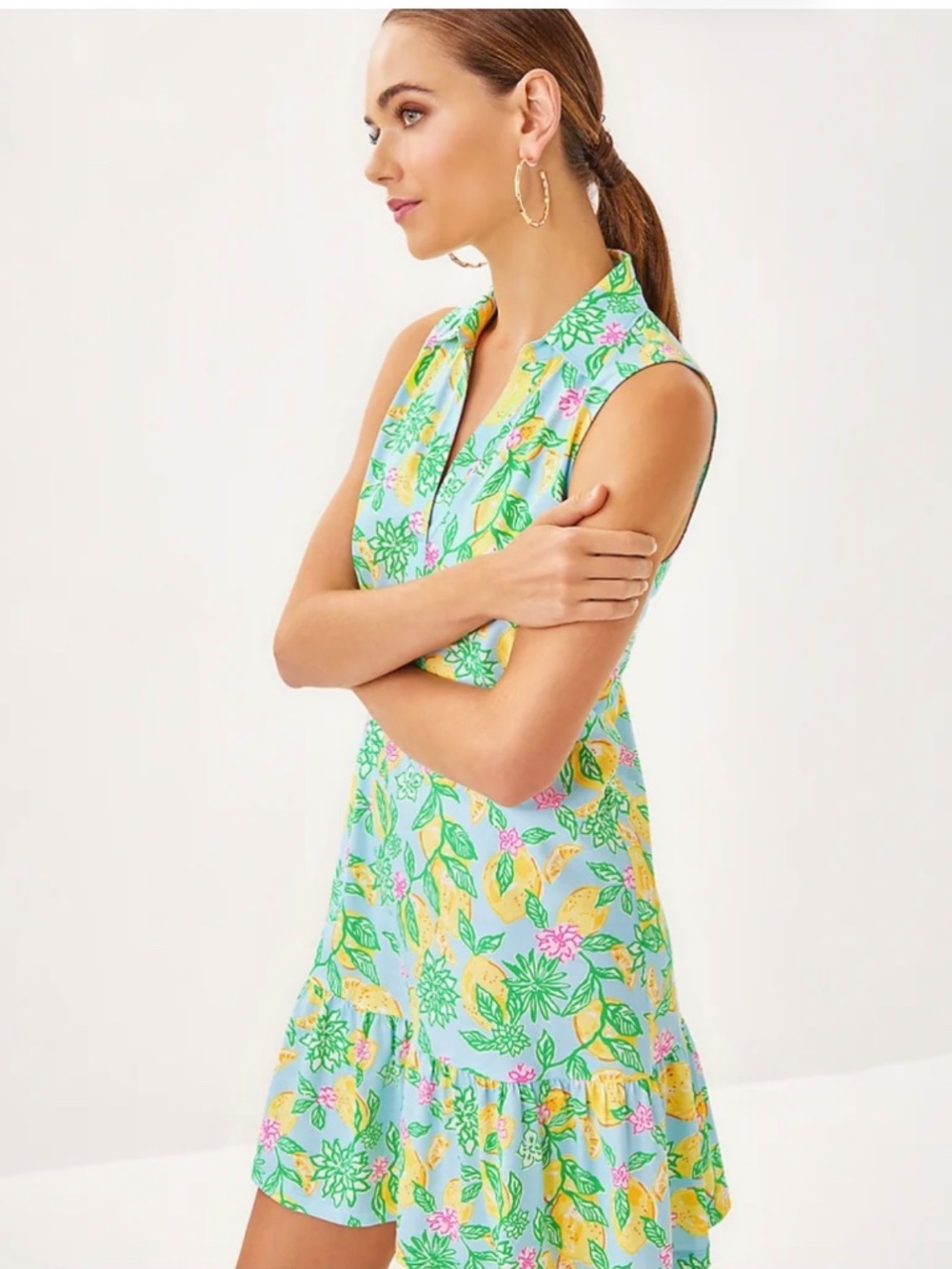 NWT Lilly Pulitzer RIEGAN DRESS, BLUETTE MAKE LEMONADE size:Medium - Picture 3 of 6
